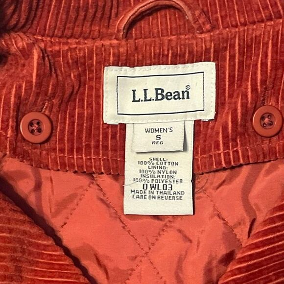 L.L. Bean Burnt Orange Corduroy Jacket With Detachable Quilted Liner Small - Picture 3 of 8